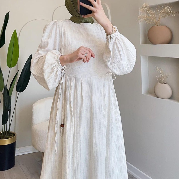 Damen Maxikleid med strukturerad design och puffärmar Mirla-Eva Jonsson