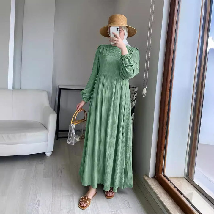 Damen Maxikleid med strukturerad design och puffärmar Mirla-Eva Jonsson