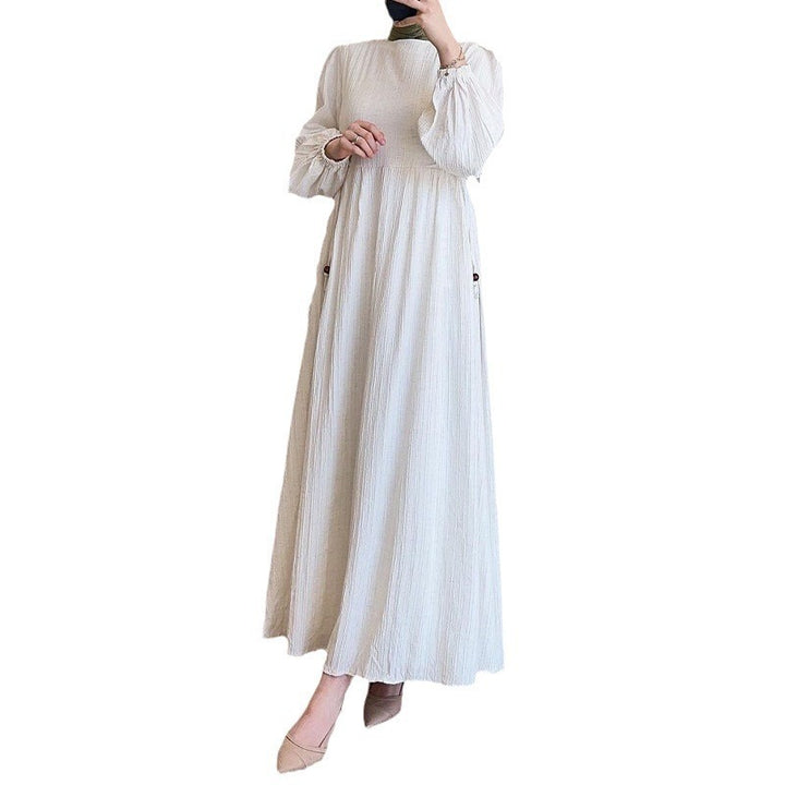 Damen Maxikleid med strukturerad design och puffärmar Mirla-Eva Jonsson