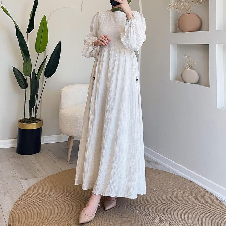 Damen Maxikleid med strukturerad design och puffärmar Mirla-Eva Jonsson