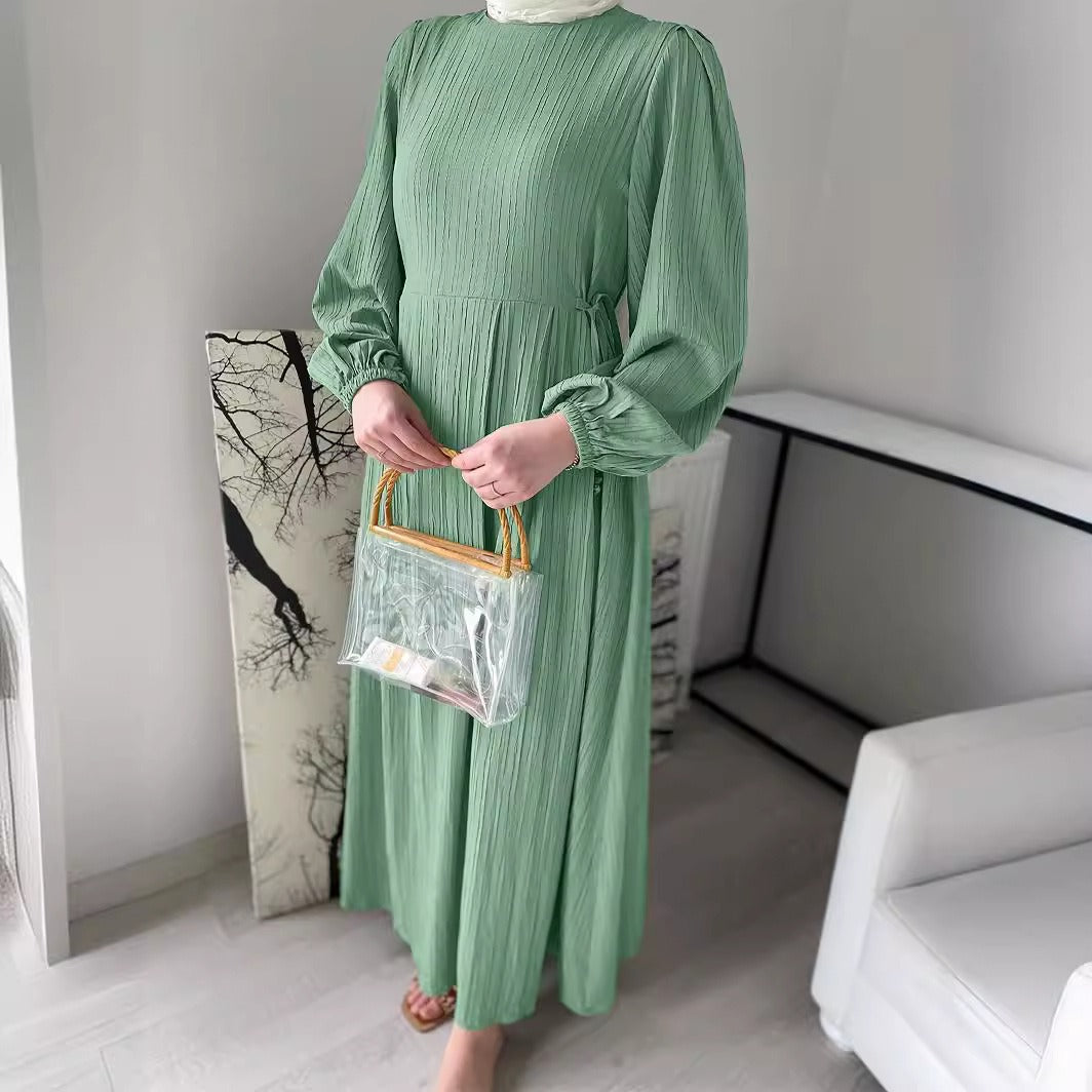 Damen Maxikleid med strukturerad design och puffärmar Mirla-Eva Jonsson