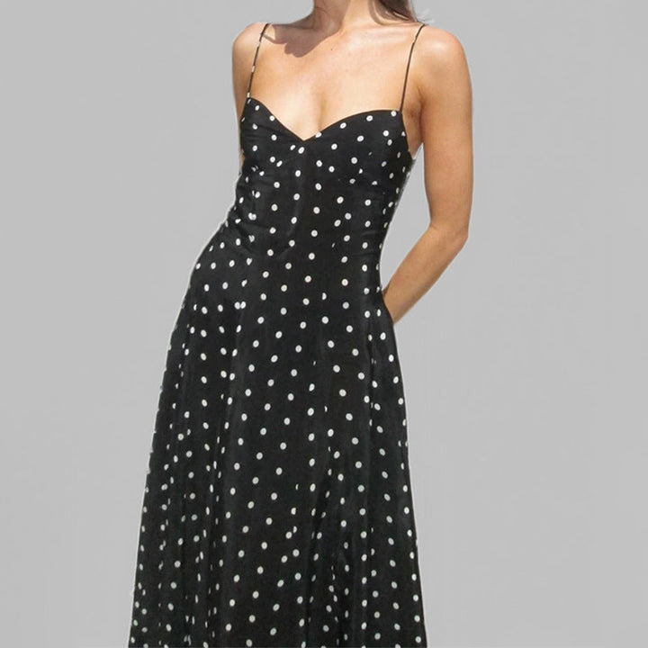 Damen Maxikleid mit Zartem Herz-Ausschnitt und Verspieltem Punktemuster Mirla-Eva Jonsson