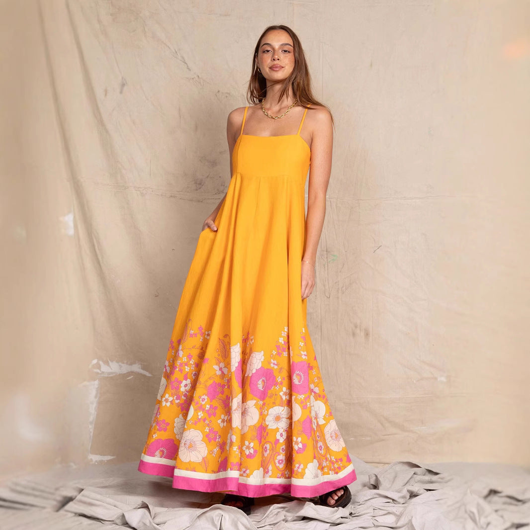 Damen Maxikleid mit floralem Design und eleganten Spaghettiträgern Mirla-Eva Jonsson