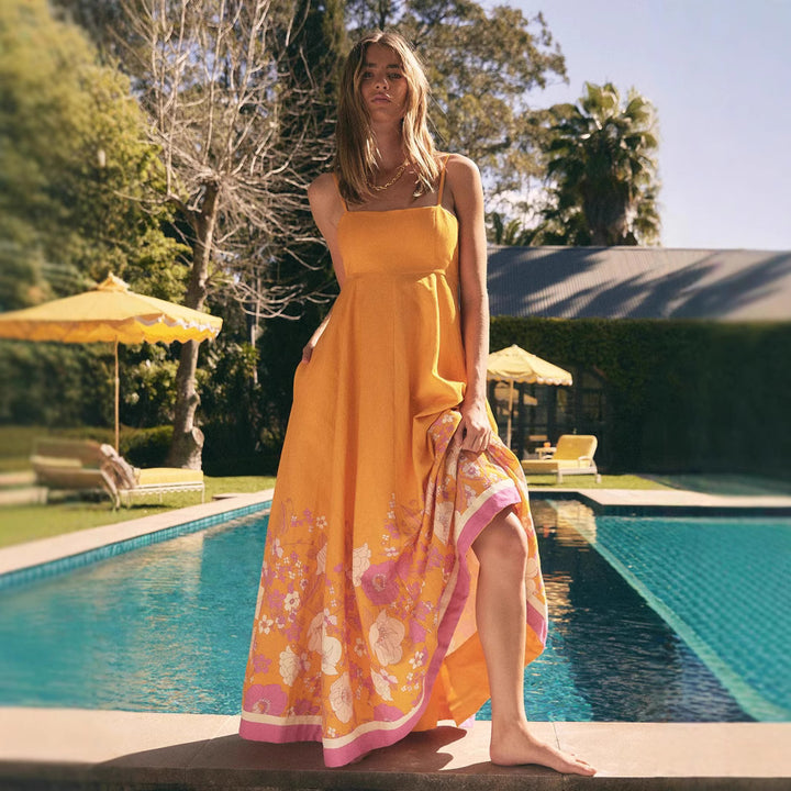 Damen Maxikleid mit floralem Design und eleganten Spaghettiträgern Mirla-Eva Jonsson