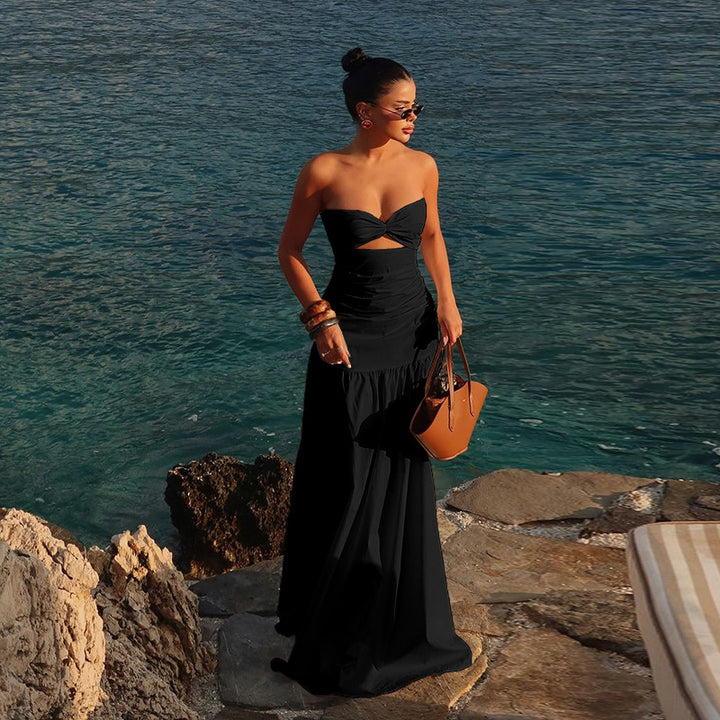 Damen Maxikleid mit gerafftem Oberteil und verspieltem Rock Mirla-Eva Jonsson