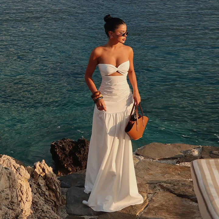 Damen Maxikleid mit gerafftem Oberteil und verspieltem Rock Mirla-Eva Jonsson