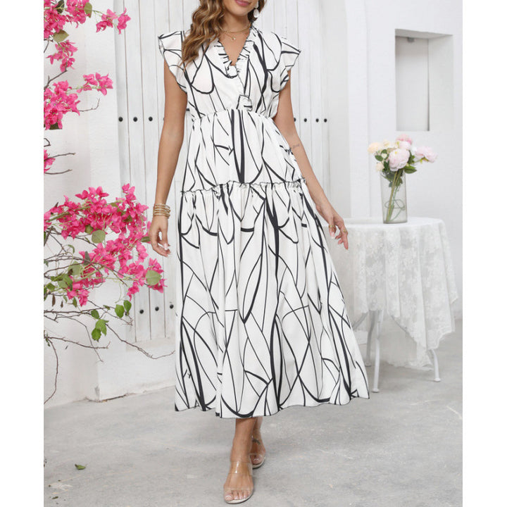 Damen Maxikleid mit grafischem Muster und voluminösen Ärmeln Mirla-Eva Jonsson
