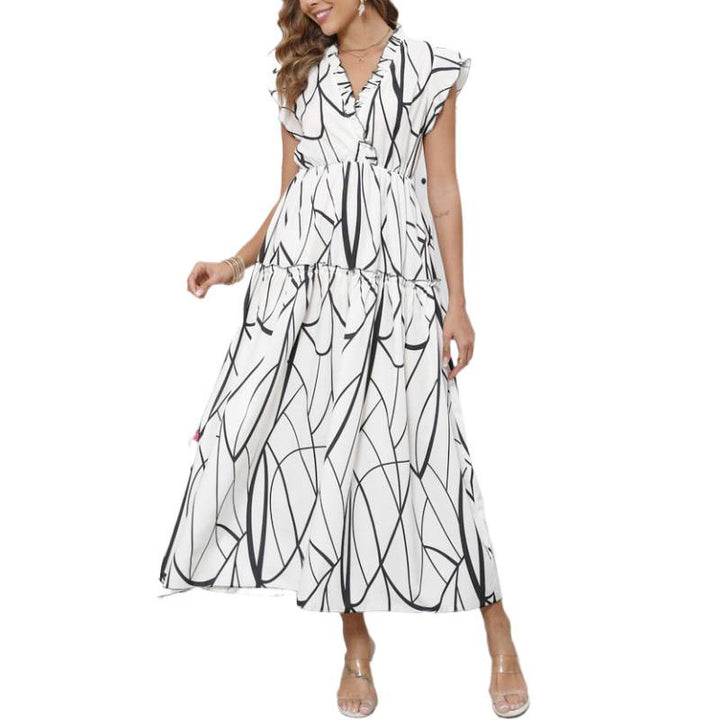 Damen Maxikleid mit grafischem Muster und voluminösen Ärmeln Mirla-Eva Jonsson