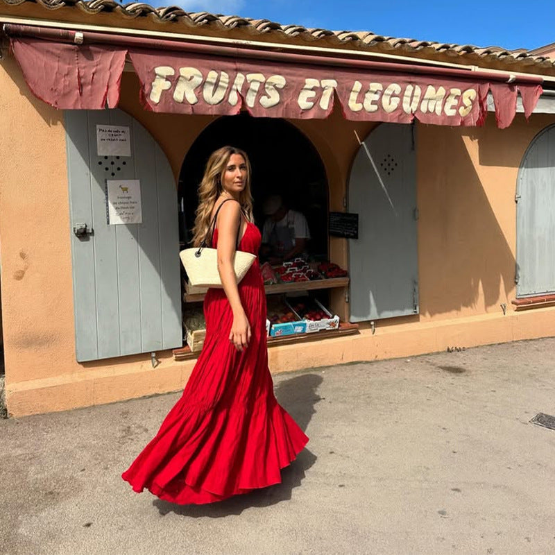 Damen Maxikleid mit raffinierten Falten und zarten Spaghettiträgern Mirla-Eva Jonsson