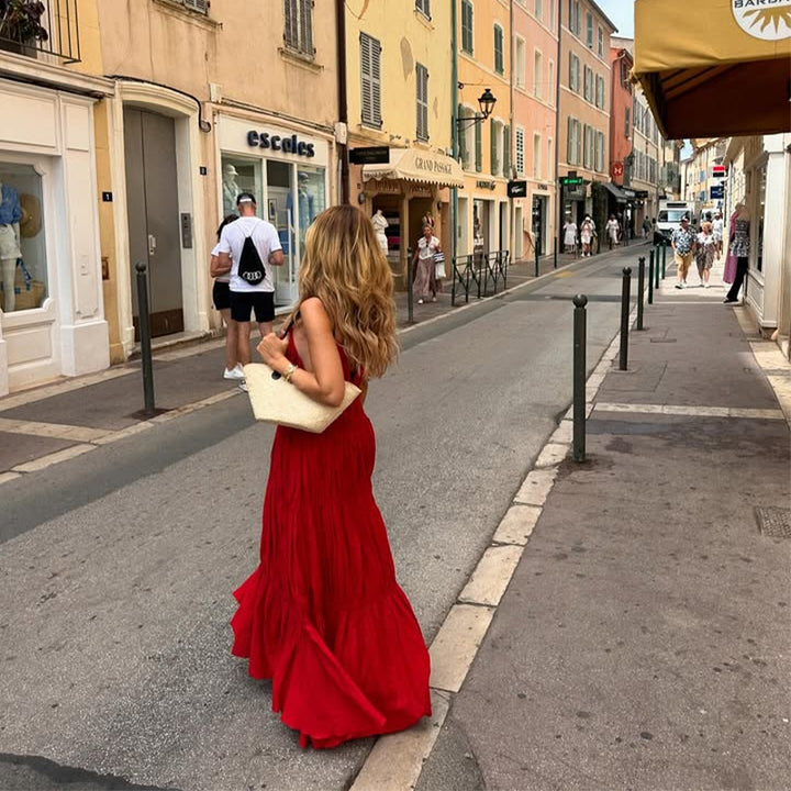 Damen Maxikleid mit raffinierten Falten und zarten Spaghettiträgern Mirla-Eva Jonsson