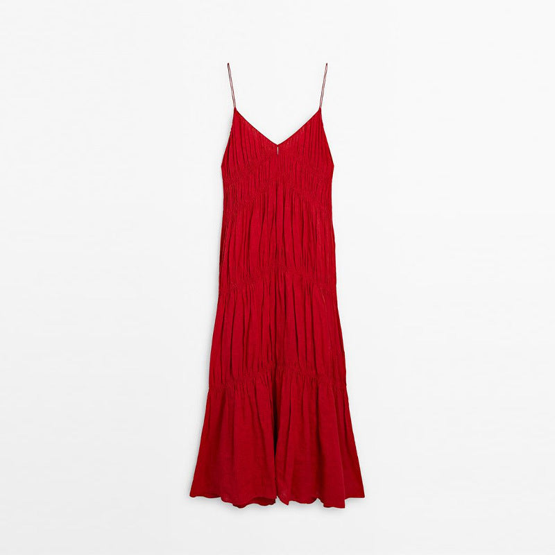 Damen Maxikleid mit raffinierten Falten und zarten Spaghettiträgern Mirla-Eva Jonsson