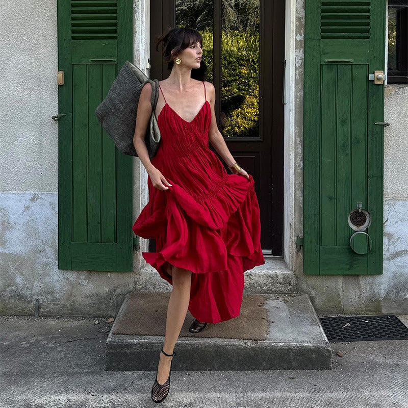 Damen Maxikleid mit raffinierten Falten und zarten Spaghettiträgern Mirla-Eva Jonsson