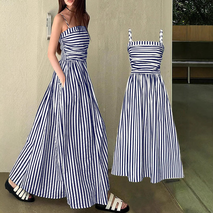 Damen Maxikleid mit schmalen Trägern und raffinierten Falten Mirla-Eva Jonsson