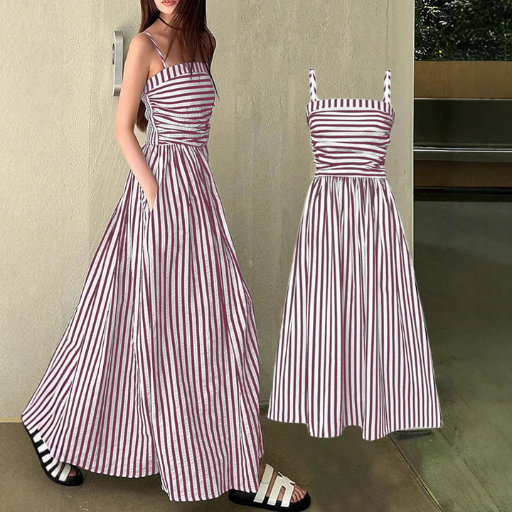 Damen Maxikleid mit schmalen Trägern und raffinierten Falten Mirla-Eva Jonsson