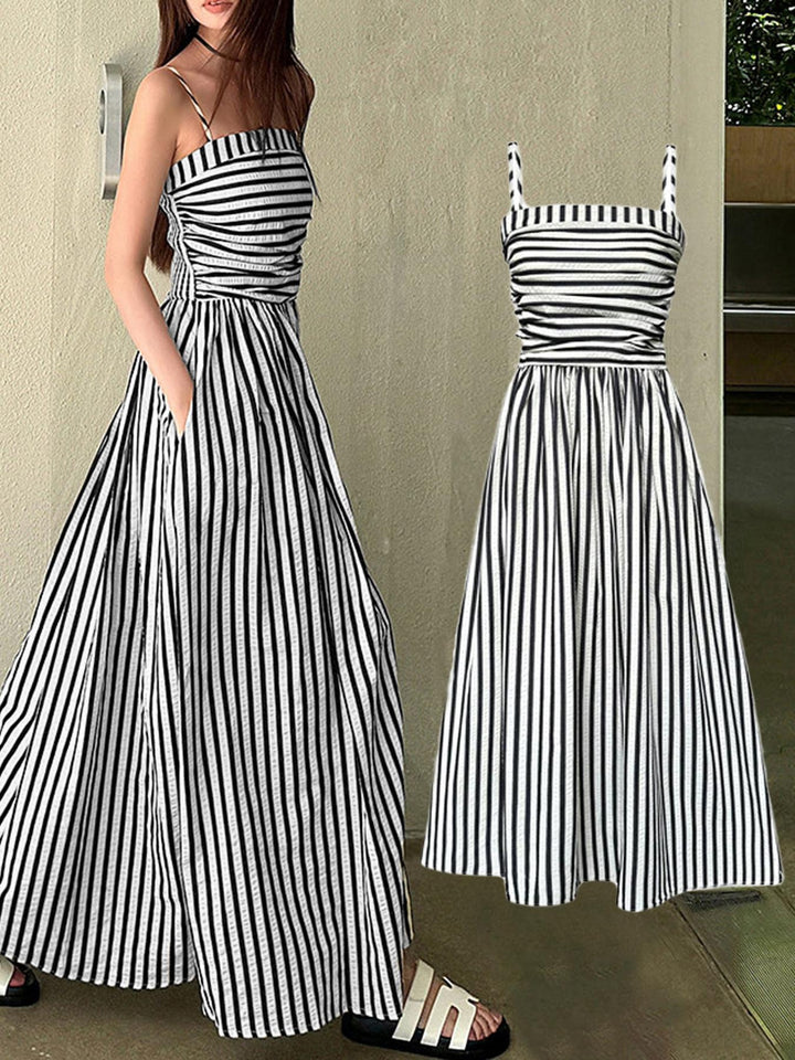 Damen Maxikleid mit schmalen Trägern und raffinierten Falten Mirla-Eva Jonsson