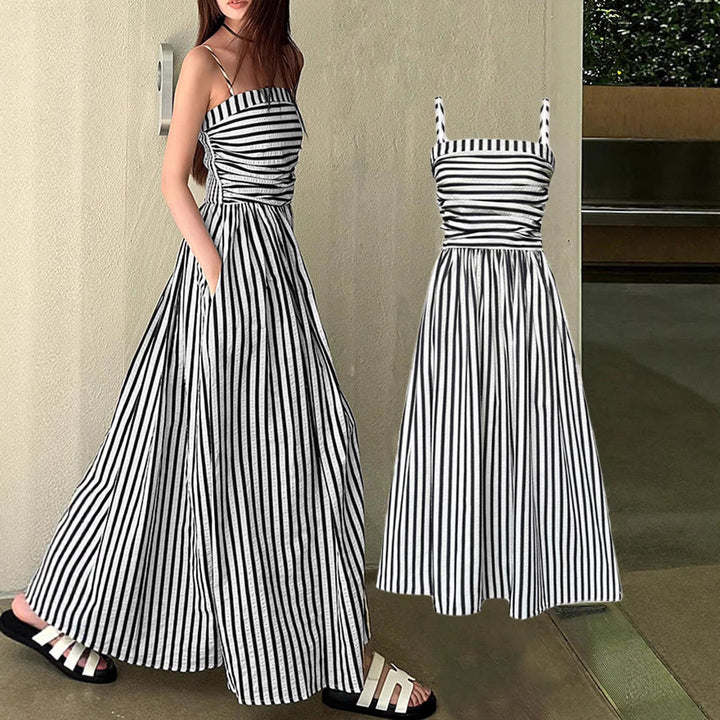 Damen Maxikleid mit schmalen Trägern und raffinierten Falten Mirla-Eva Jonsson