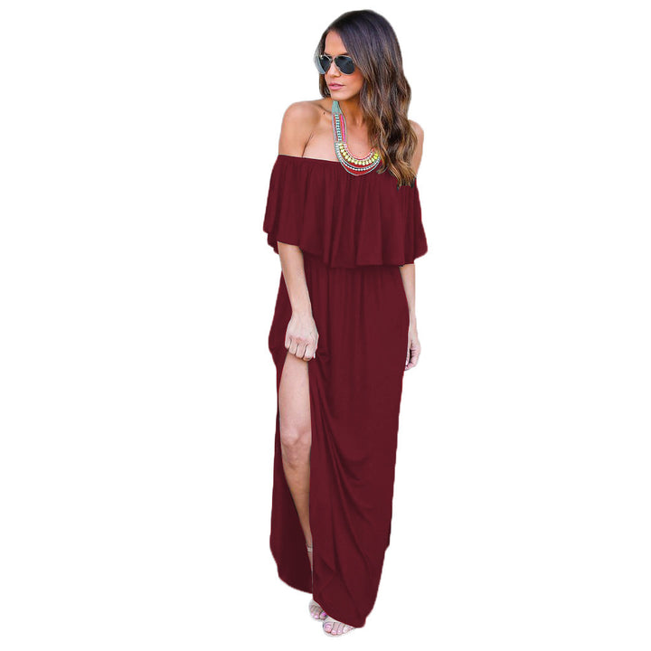 Damen Maxikleid mit schulterfreiem Design und eleganten Beinschlitz Mirla-Eva Jonsson