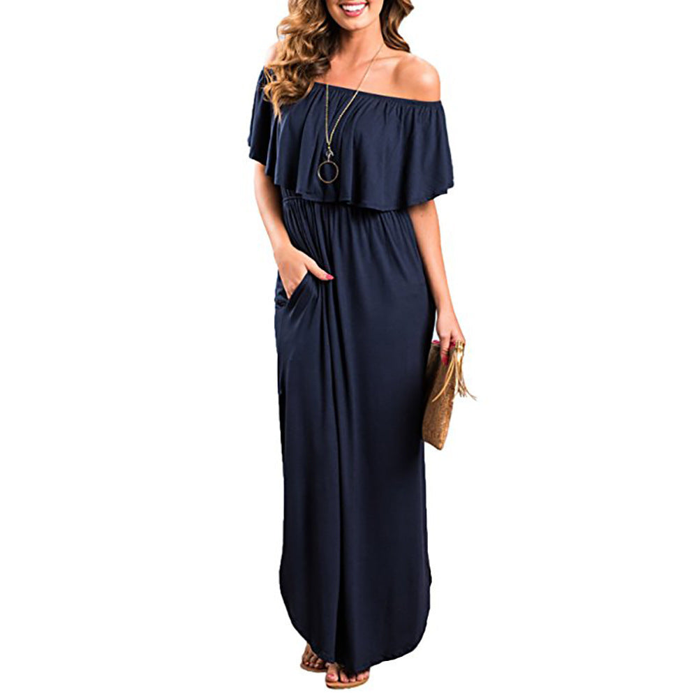 Damen Maxikleid mit schulterfreiem Design und eleganten Beinschlitz Mirla-Eva Jonsson