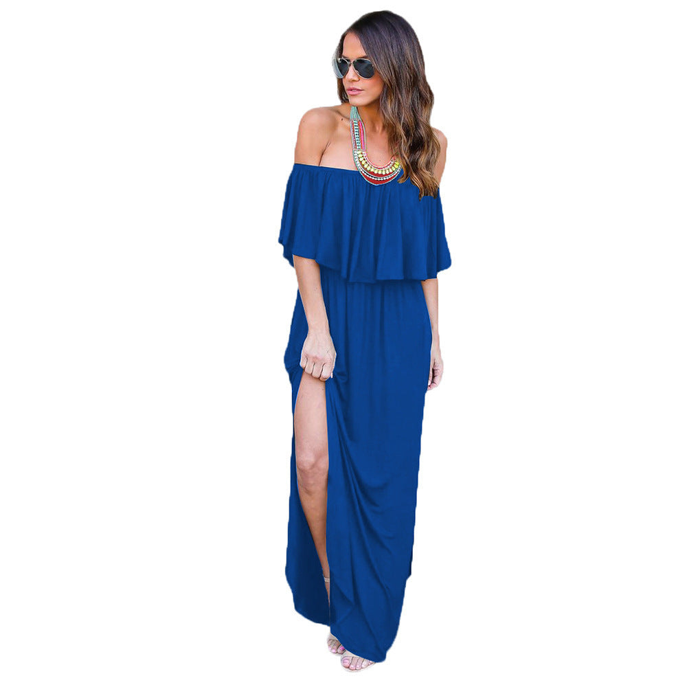 Damen Maxikleid mit schulterfreiem Design und eleganten Beinschlitz Mirla-Eva Jonsson