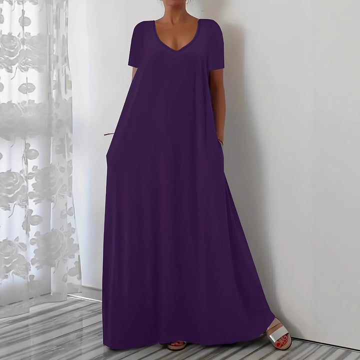 Damen Maxikleid mit tiefem V-Ausschnitt und praktischen Seitentaschen Mirla-Eva Jonsson