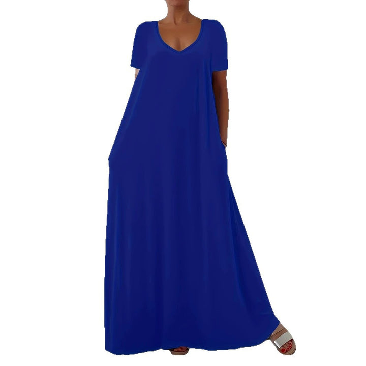 Damen Maxikleid mit tiefem V-Ausschnitt und praktischen Seitentaschen Mirla-Eva Jonsson