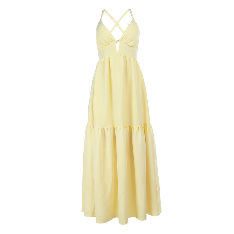 Damen Maxikleid mit tiefem V-Ausschnitt und taillierter Silhouette Mirla-Eva Jonsson
