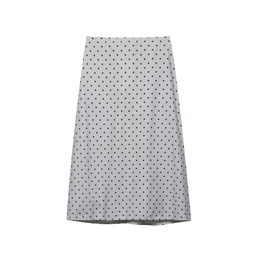Damen Midi-kjol med lekfullt prickdesign och elastisk midjeresår Mirla-Eva Jonsson