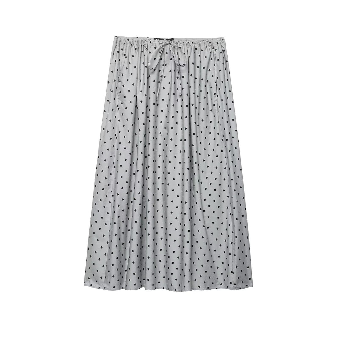Damen Midi-kjol med lekfullt prickdesign och elastisk midjeresår Mirla-Eva Jonsson