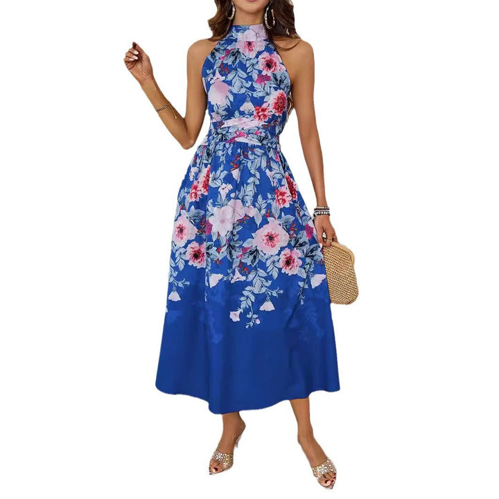 Damen Midi-klänning med blommönster och asymmetrisk fåll Mirla-Eva Jonsson