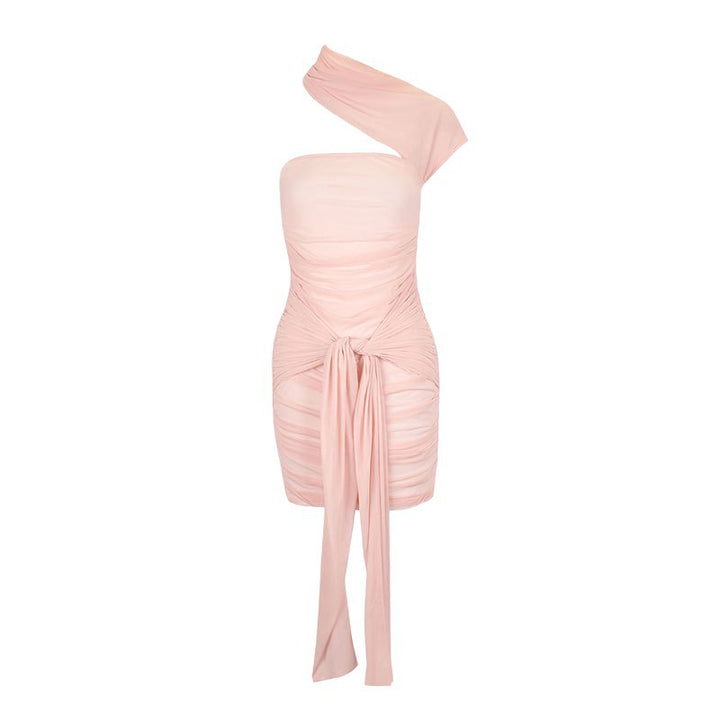 Damen Mini-Raffkjol med asymmetrisk snitt och dekorativa draperingar Mirla-Eva Jonsson