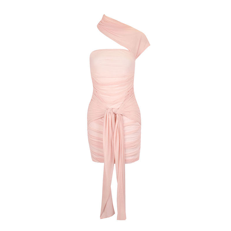 Damen Mini-Raffkjol med asymmetrisk snitt och dekorativa draperingar Mirla-Eva Jonsson
