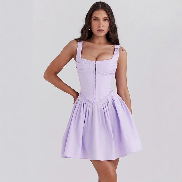 Damen Minikleid med figursydd korsett och svängande kjol Mirla-Eva Jonsson