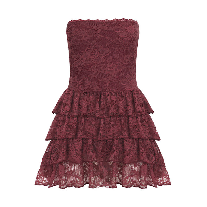 Damen Minikleid mit korsettähnlichem Oberteil und voluminösem Rüschensaum Mirla-Eva Jonsson