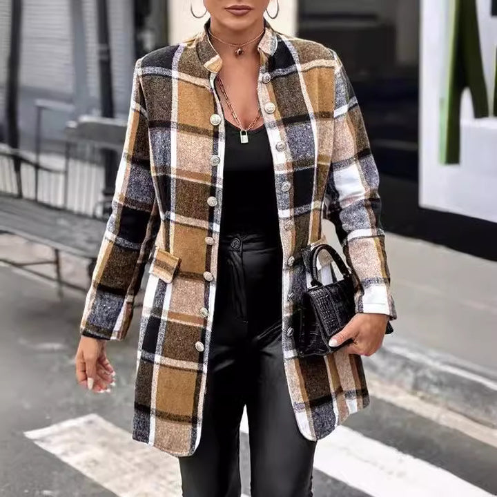 Damen Moderiktig Rutblazer i mjuk ullmix Mirla-Eva Jonsson