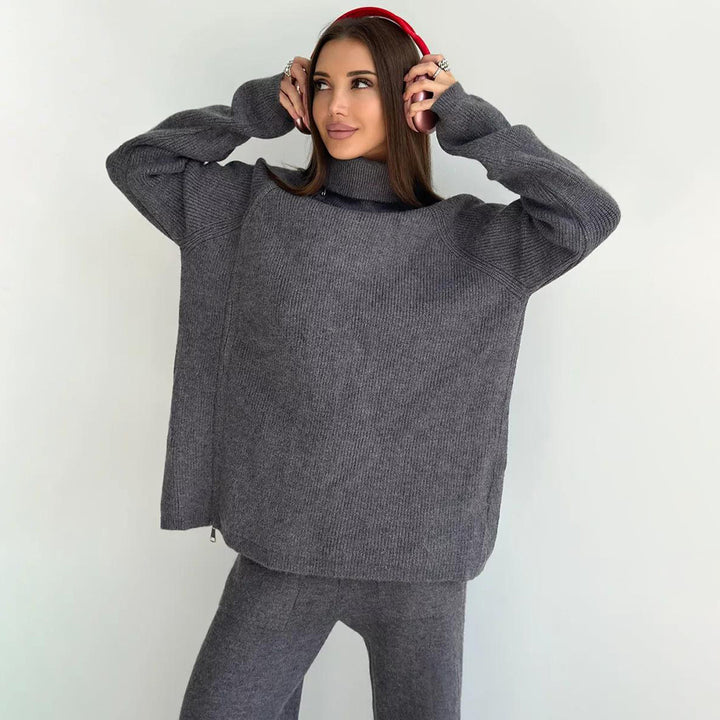 Damen Modernt stickat plagg med asymmetrisk dragkedja Eva Jonsson-Eva Jonsson
