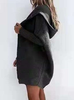 Damen Modische Strickjacke mit Kapuze und offenen Ärmeln Eva Jonsson-Eva Jonsson
