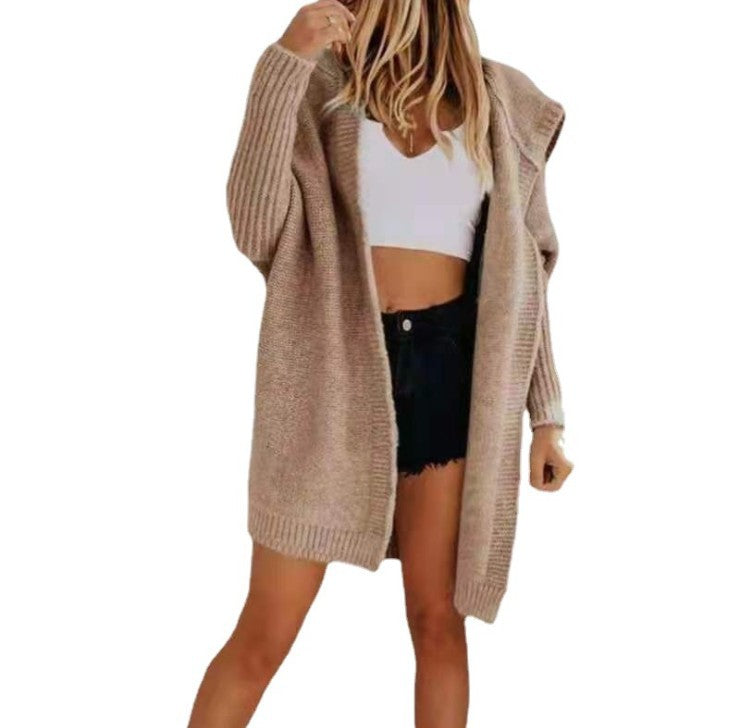 Damen Modische Strickjacke mit Kapuze und offenen Ärmeln Eva Jonsson-Eva Jonsson