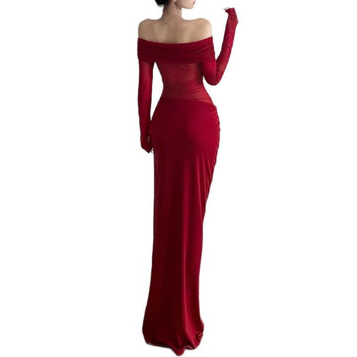 Damen Off-Shoulder Maxiklänning med figurnära design och rynkning Mirla-Eva Jonsson