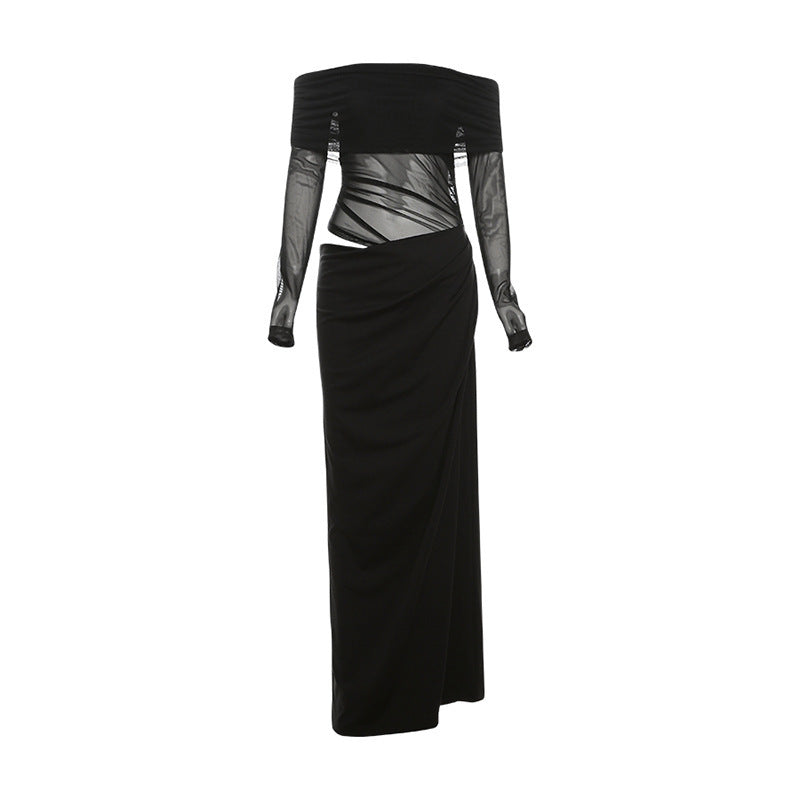 Damen Off-Shoulder Maxiklänning med figurnära design och rynkning Mirla-Eva Jonsson