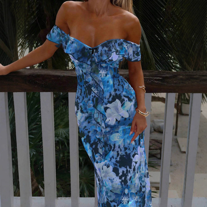 Damen Off-Shoulder Maxikleid mit floralem Muster und Rüschendetails Mirla-Eva Jonsson