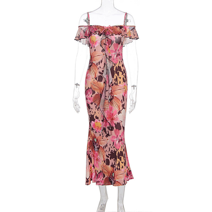 Damen Off-Shoulder Maxikleid mit floralem Muster und Rüschendetails Mirla-Eva Jonsson