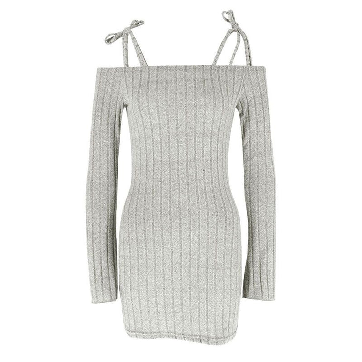 Damen Off-Shoulder Minikleid mit Rüschendetails und feinem Rippstrick Mirla-Eva Jonsson