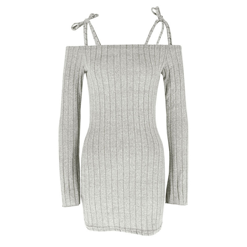 Damen Off-Shoulder Minikleid mit Rüschendetails und feinem Rippstrick Mirla-Eva Jonsson