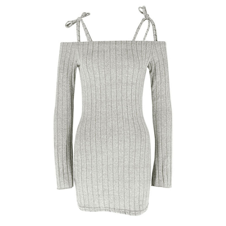 Damen Off-Shoulder Minikleid mit Rüschendetails und feinem Rippstrick Mirla-Eva Jonsson