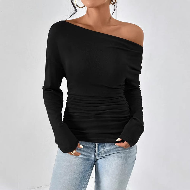 Damen Off-Shoulder Topp med figurnära snitt och fin drapering Mirla-Eva Jonsson
