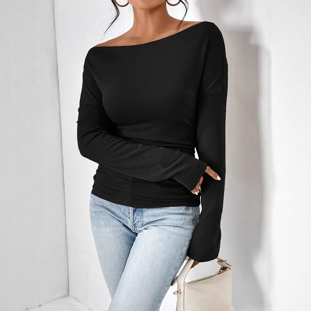 Damen Off-Shoulder Topp med figurnära snitt och fin drapering Mirla-Eva Jonsson