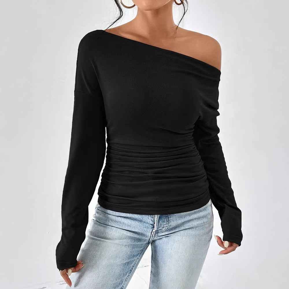 Damen Off-Shoulder Topp med figurnära snitt och fin drapering Mirla-Eva Jonsson