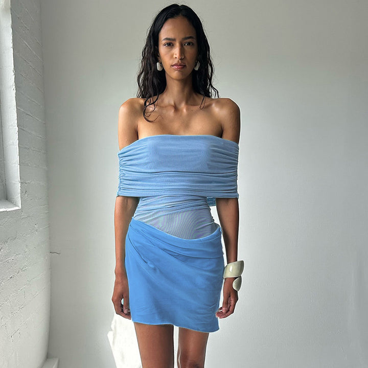 Damen Offshoulder Minikjol med innovativt draperingsdesign Mirla-Eva Jonsson
