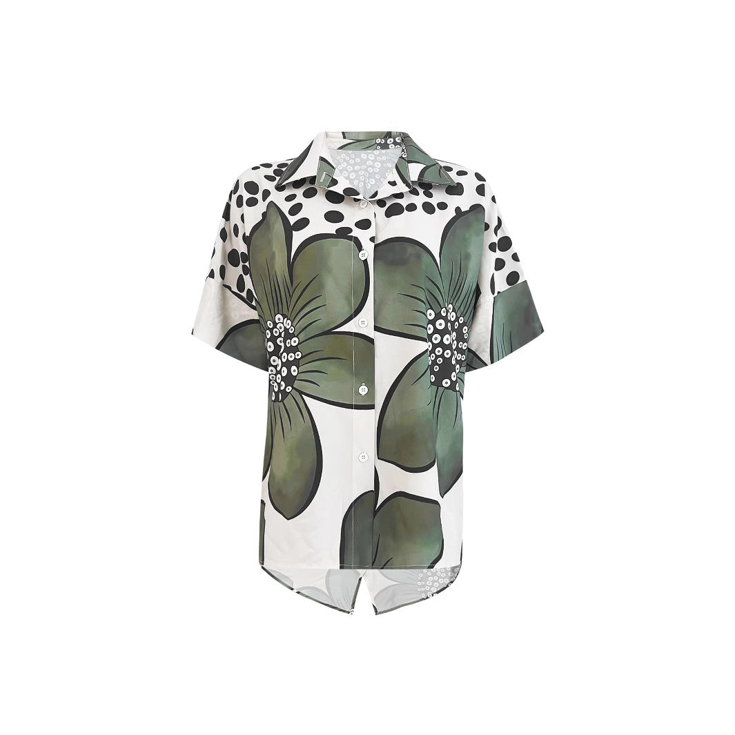 Damen Oversized Blusenshirt med blommönster och elegant passform Mirla-Eva Jonsson