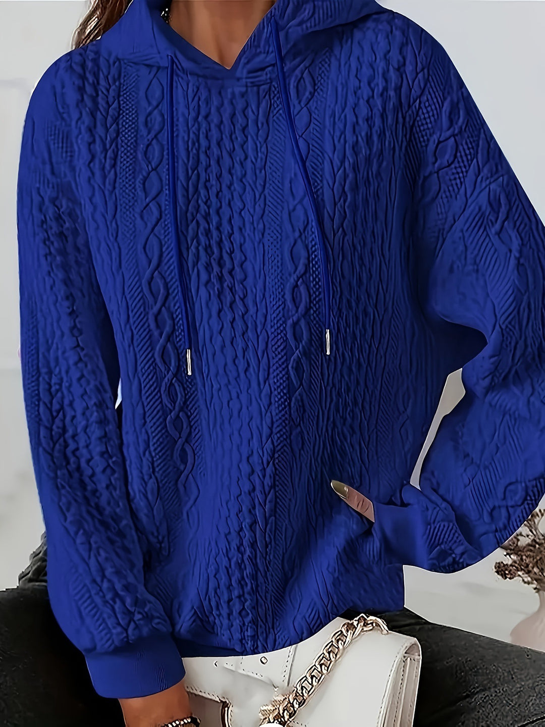 Damen Oversized Hoodie med strukturerat våffelmönster Mirla-Eva Jonsson